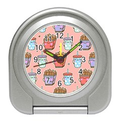 Cute Kawaii Food Seamless Pattern Travel Alarm Clock