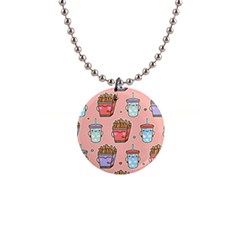 Cute Kawaii Food Seamless Pattern 1  Button Necklace