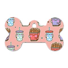 Cute Kawaii Food Seamless Pattern Dog Tag Bone (One Side)