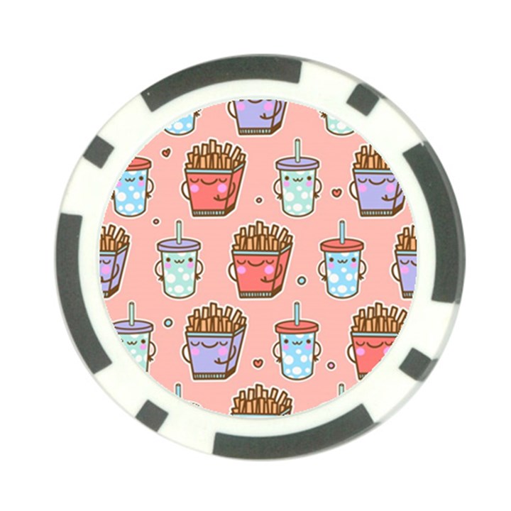 Cute Kawaii Food Seamless Pattern Poker Chip Card Guard