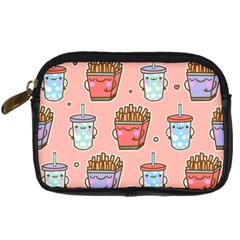 Cute Kawaii Food Seamless Pattern Digital Camera Leather Case