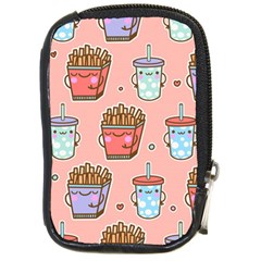 Cute Kawaii Food Seamless Pattern Compact Camera Leather Case