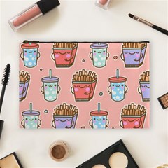 Cute Kawaii Food Seamless Pattern Cosmetic Bag (Large)