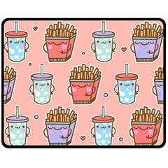 Cute Kawaii Food Seamless Pattern Fleece Blanket (Medium) 