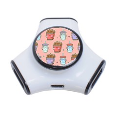 Cute Kawaii Food Seamless Pattern 3-port Usb Hub by Nexatart