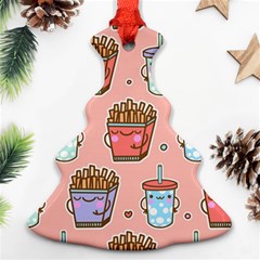 Cute Kawaii Food Seamless Pattern Christmas Tree Ornament (Two Sides)