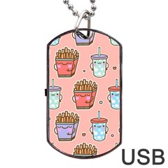 Cute Kawaii Food Seamless Pattern Dog Tag USB Flash (One Side)