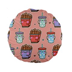 Cute Kawaii Food Seamless Pattern Standard 15  Premium Round Cushions