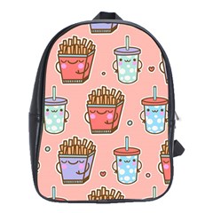 Cute Kawaii Food Seamless Pattern School Bag (XL)