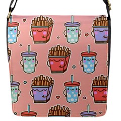 Cute Kawaii Food Seamless Pattern Flap Closure Messenger Bag (S)