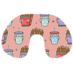 Cute Kawaii Food Seamless Pattern Travel Neck Pillow