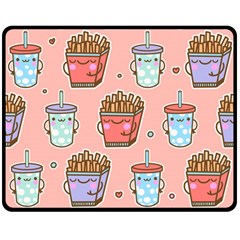 Cute Kawaii Food Seamless Pattern Double Sided Fleece Blanket (Medium) 