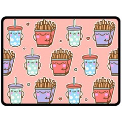 Cute Kawaii Food Seamless Pattern Double Sided Fleece Blanket (Large) 