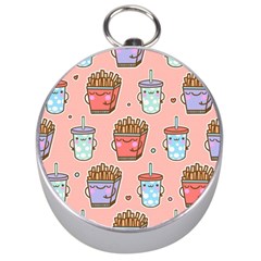 Cute Kawaii Food Seamless Pattern Silver Compasses