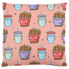 Cute Kawaii Food Seamless Pattern Large Flano Cushion Case (One Side)