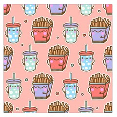 Cute Kawaii Food Seamless Pattern Large Satin Scarf (Square)