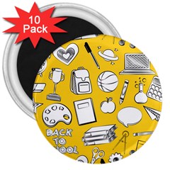 Pattern With Basketball Apple Paint Back School Illustration 3  Magnets (10 Pack)  by Nexatart