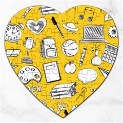 Pattern With Basketball Apple Paint Back School Illustration Jigsaw Puzzle (heart) by Nexatart