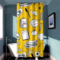 Pattern With Basketball Apple Paint Back School Illustration Shower Curtain 36  X 72  (stall)  by Nexatart