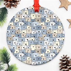 Cute Dog Seamless Pattern Background Ornament (round) by Nexatart