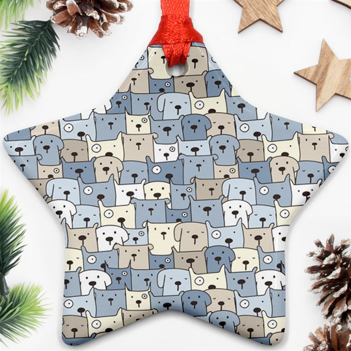 Cute Dog Seamless Pattern Background Ornament (Star)