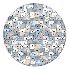 Cute Dog Seamless Pattern Background Magnet 5  (round) by Nexatart