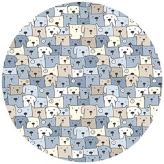 Cute Dog Seamless Pattern Background Wooden Puzzle Round by Nexatart