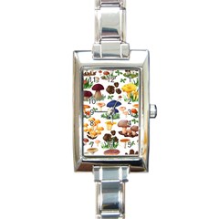 Mushroom Seamless Pattern Rectangle Italian Charm Watch by Nexatart