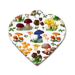 Mushroom Seamless Pattern Dog Tag Heart (two Sides) by Nexatart