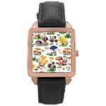 Mushroom Seamless Pattern Rose Gold Leather Watch  Front