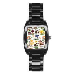 Mushroom Seamless Pattern Stainless Steel Barrel Watch by Nexatart