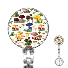 Mushroom Seamless Pattern Stainless Steel Nurses Watch by Nexatart