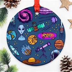 Space Sketch Set Colored Ornament (round) by Nexatart