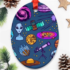 Space Sketch Set Colored Ornament (oval) by Nexatart