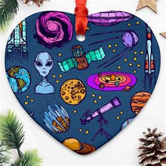 Space Sketch Set Colored Ornament (heart) by Nexatart