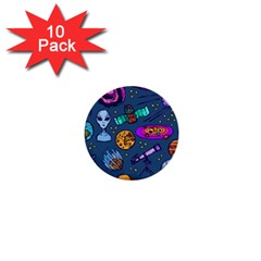 Space Sketch Set Colored 1  Mini Buttons (10 Pack)  by Nexatart