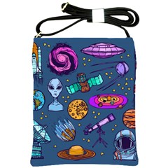 Space Sketch Set Colored Shoulder Sling Bag by Nexatart