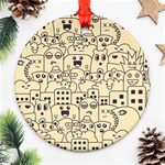 Seamless Pattern With Cute Monster Doodle Ornament (Round) Front