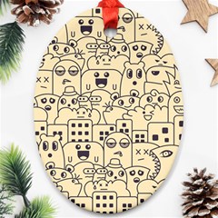 Seamless Pattern With Cute Monster Doodle Ornament (Oval)