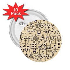 Seamless Pattern With Cute Monster Doodle 2.25  Buttons (10 pack) 