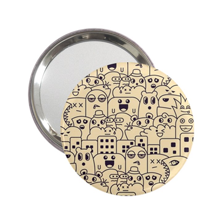 Seamless Pattern With Cute Monster Doodle 2.25  Handbag Mirrors