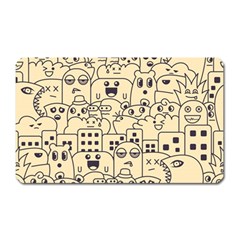 Seamless Pattern With Cute Monster Doodle Magnet (Rectangular)