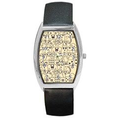 Seamless Pattern With Cute Monster Doodle Barrel Style Metal Watch