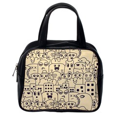 Seamless Pattern With Cute Monster Doodle Classic Handbag (One Side)