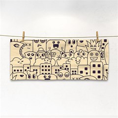 Seamless Pattern With Cute Monster Doodle Hand Towel