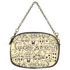 Seamless Pattern With Cute Monster Doodle Chain Purse (One Side)