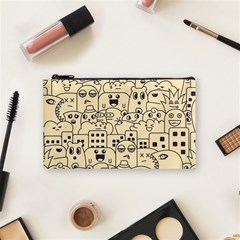 Seamless Pattern With Cute Monster Doodle Cosmetic Bag (Small)