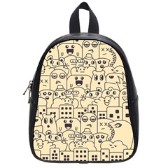 Seamless Pattern With Cute Monster Doodle School Bag (Small)