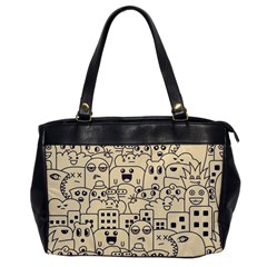 Seamless Pattern With Cute Monster Doodle Oversize Office Handbag