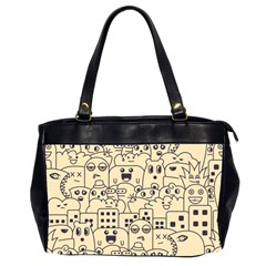 Seamless Pattern With Cute Monster Doodle Oversize Office Handbag (2 Sides)